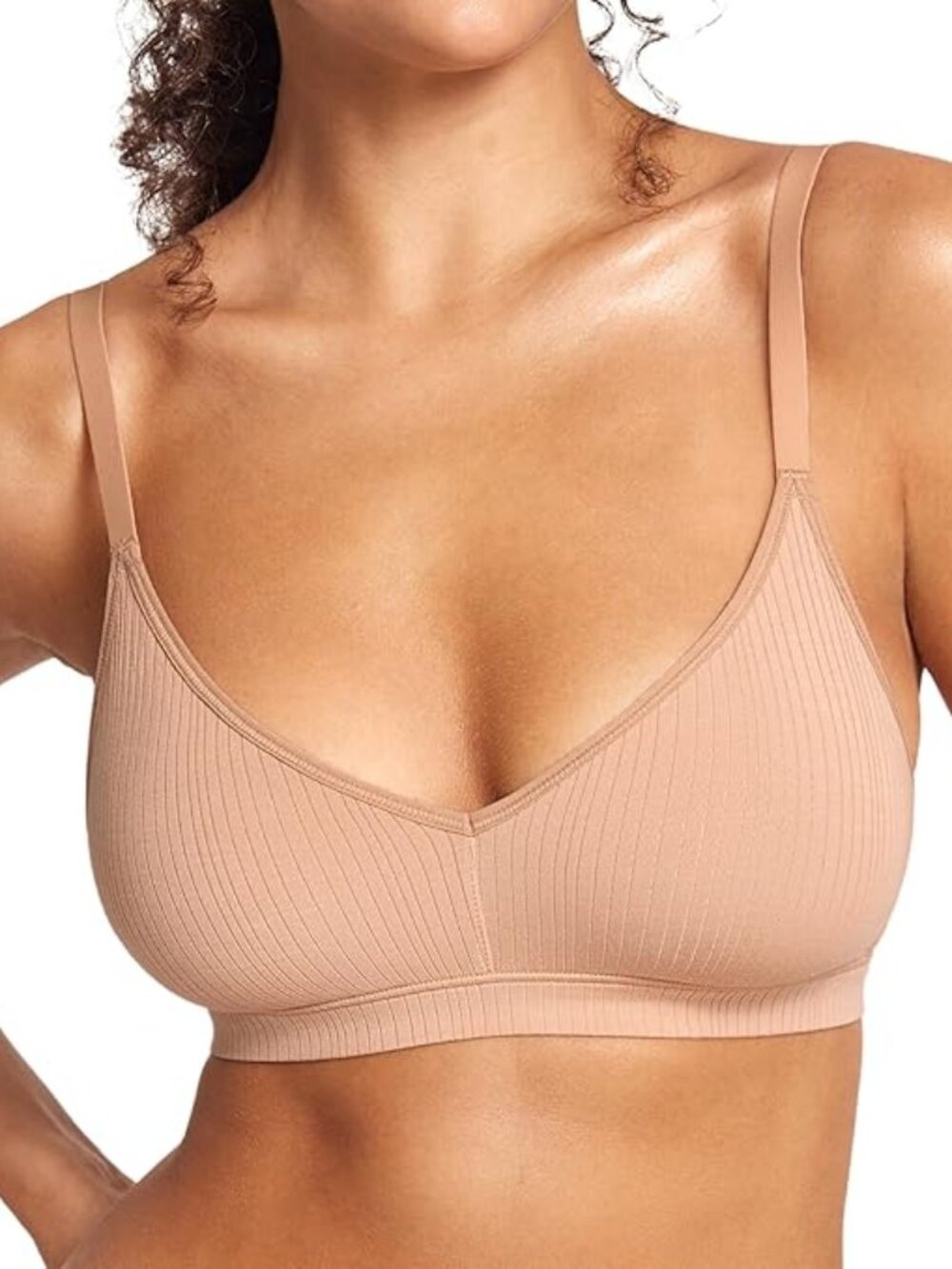 SOULVOR Women's Natrelax No Underwire Comfort Bralette Ribbed Wireless Bra - M